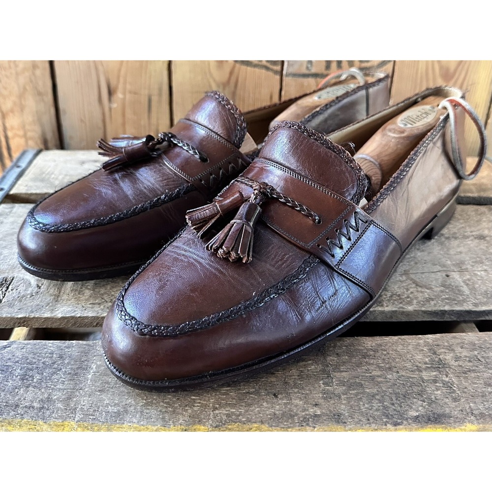 Mezlan Tassel Loafers Leather Madison Mens 11.5 Brown Good